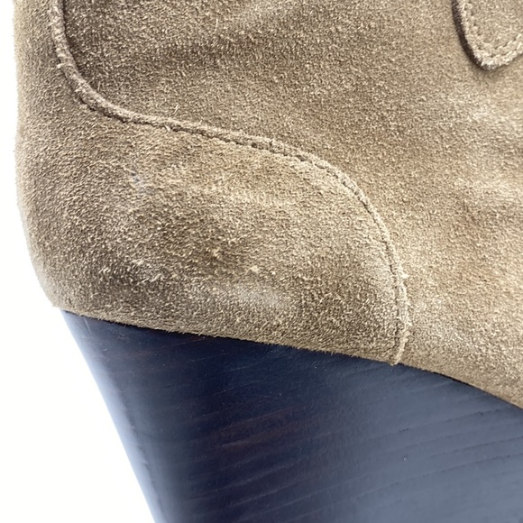 Franco Sarto Westerly Ankle Booties Wedges Shoes Tan Leather Suede Womens 7.5 M - Picture 11 of 15